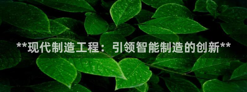 彩神VII购彩中心：**现代制造工程：引领智能制造的创新**