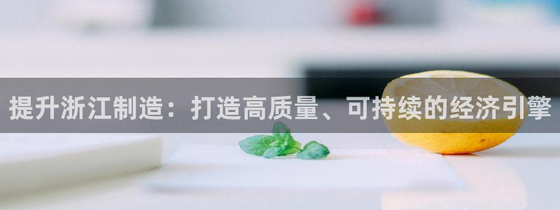 彩神趣购彩用户注册：提升浙江制造：打造高质量、可持续的经济引擎