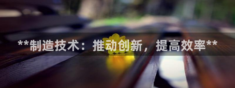彩神iv争霸购彩大厅：**制造技术：推动创新，提高效率**