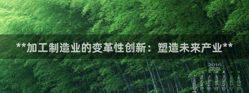 彩神v8客户端：**加工制造业的变革性创新：塑造未来产业**