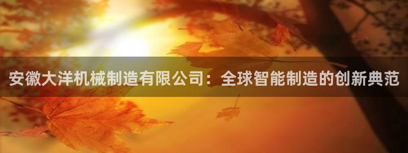 彩神VII官方版：安徽大洋机械制造有限公司：全球智能制造的创新典范